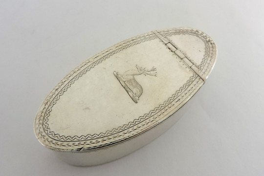 Newcastle silver snuff box with stag crest georgian