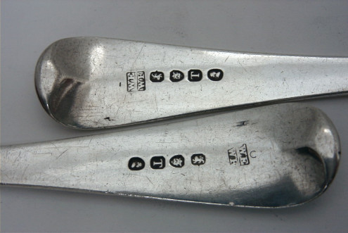 Antique silver spoons markings sale