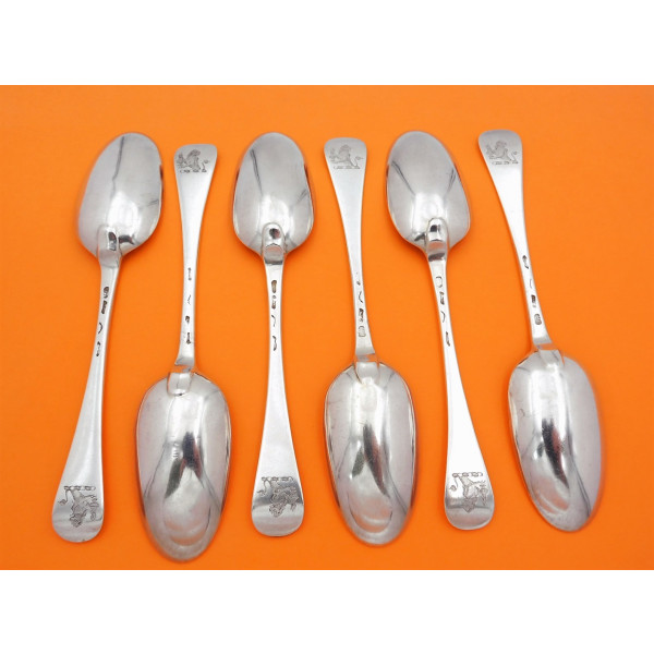 6 Georgian silver table spoons London 1732 by Joseph Smith