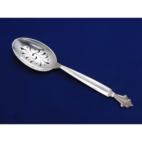Acanthus sterling silver straining spoon