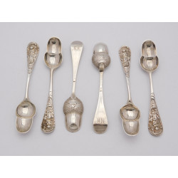Acorn bowled silver picture front teaspoons coker Hannam