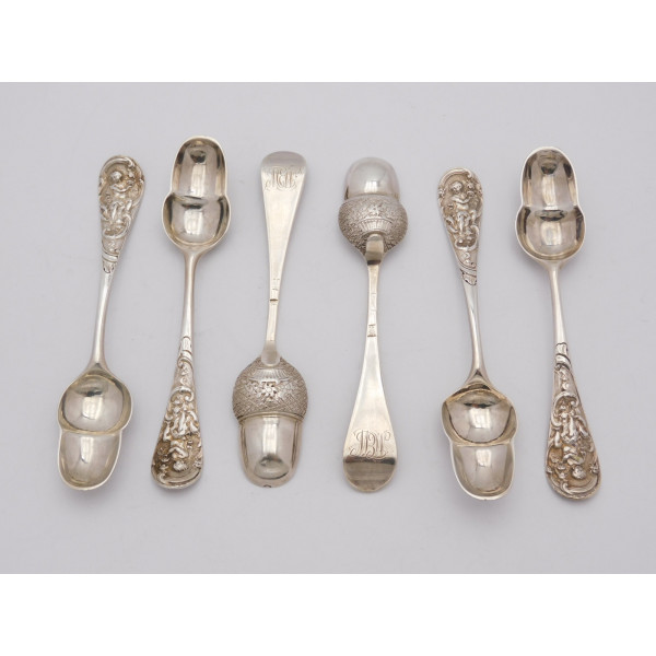 Acorn bowled silver picture front teaspoons coker Hannam