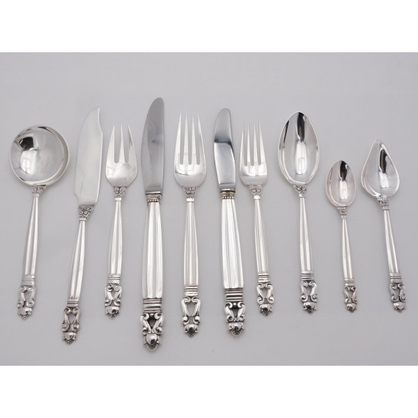 Acorn pattern by George Jensen sterling silver flatware cutlery set