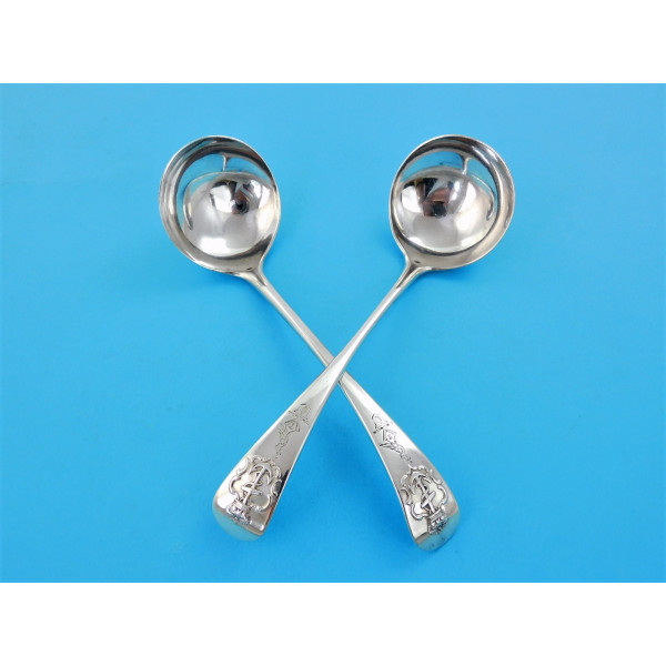 Admiralty pattern silver sauce ladles London 1843 George Adams