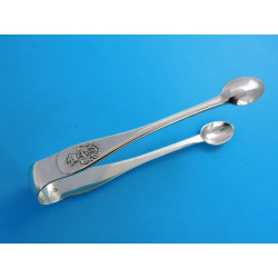 Admiralty pattern silver sugar tongs London 1855 by George Adams