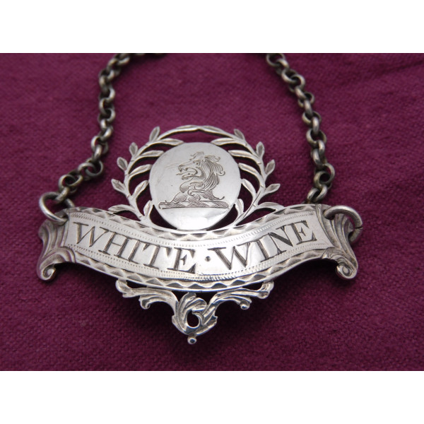 Antique Silver white wine label by Susanna Barker