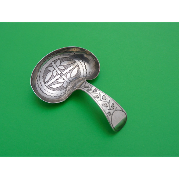 Antique silver caddy spoon kidney bowl Cocks Bettridge