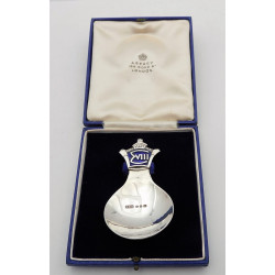 Asprey silver caddy spoon by RE Stone Edward VIII coronation