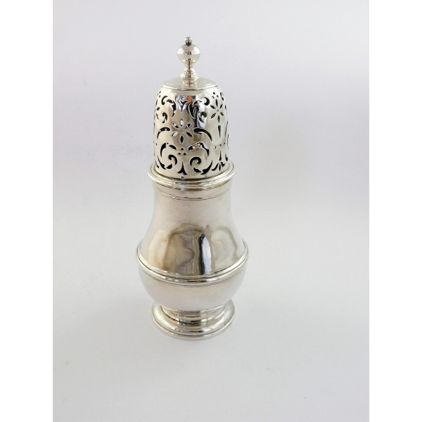 BALUSTER SILVER QUEEN ANNE SUGAR CASTER BY CHARLES ADAM