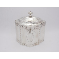 Bright cut Georgian silver tea caddy London 1786 Samuel White