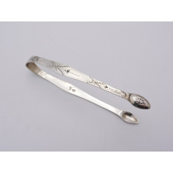 Bright cut engraved silver sugar tongs London 1784 Hester Bateman