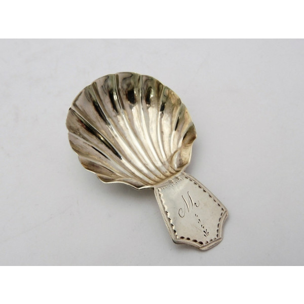 Bright cut silver caddy spoon london 1787 John McFerlan