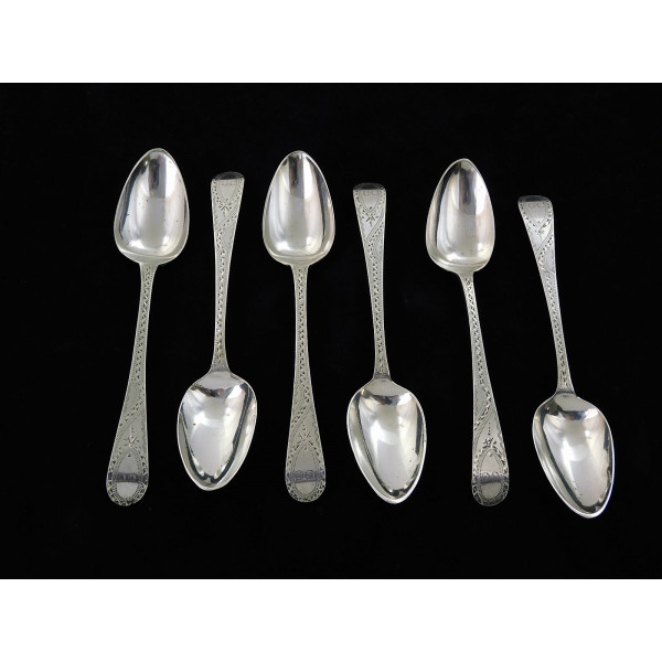Bright cut silver teaspoons London 1801 by Peter William Ann Bateman
