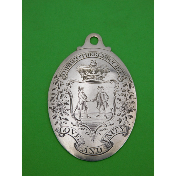 Brotherly Society silver medal badge by Hester Bateman