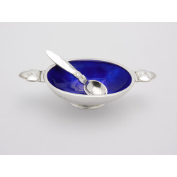 Cactus Pattern sterling silver salt pot and spoon by Georg Jensen