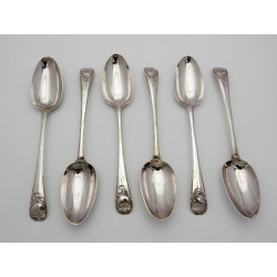 Carrington Cartouche silver table spoons Hester Bateman 1777