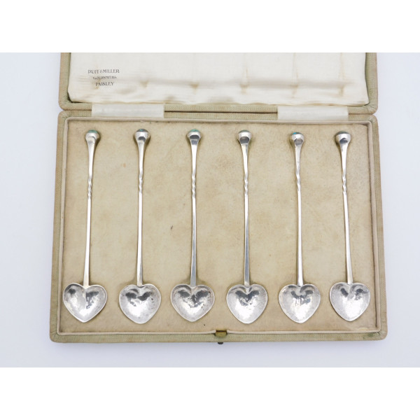 Case set of Liberty Co heart coffee spoons cymric