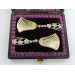 Cased pair silver gilt caddy spoon by A E Robinson Birmingham 1887