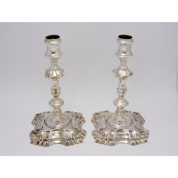 Cast Georgian silver candlesticks London 1763