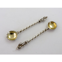 Cast pair salt spoons 1864
