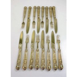 Coburg silver dessert knives and forks London 1826 Chawner