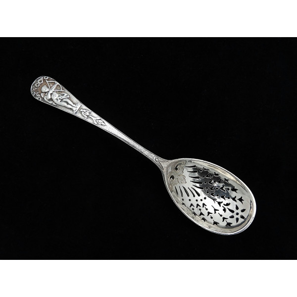 Cupid silver caddy spoon by George Fox