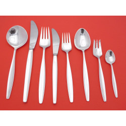 Cypress pattern silver cutlery service by Georg Jensen 12 person canteen