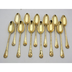 Decorated Hanoverian Silver gilt dessert spoons by Paul Storr