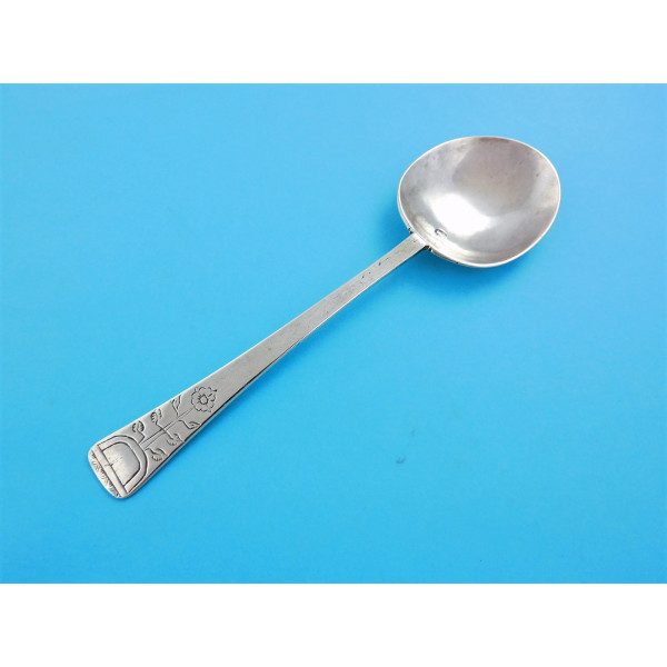 Decorated silver puritan spoon Barnstaple