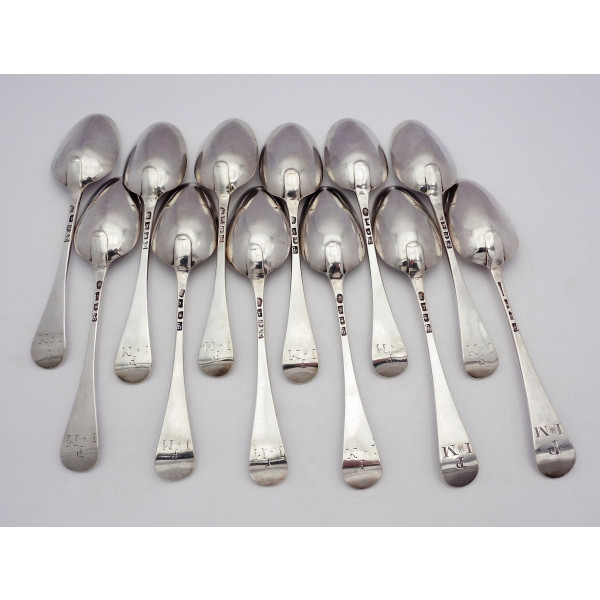 Dozen Georgian Silver table spoons London 1765 William Tant
