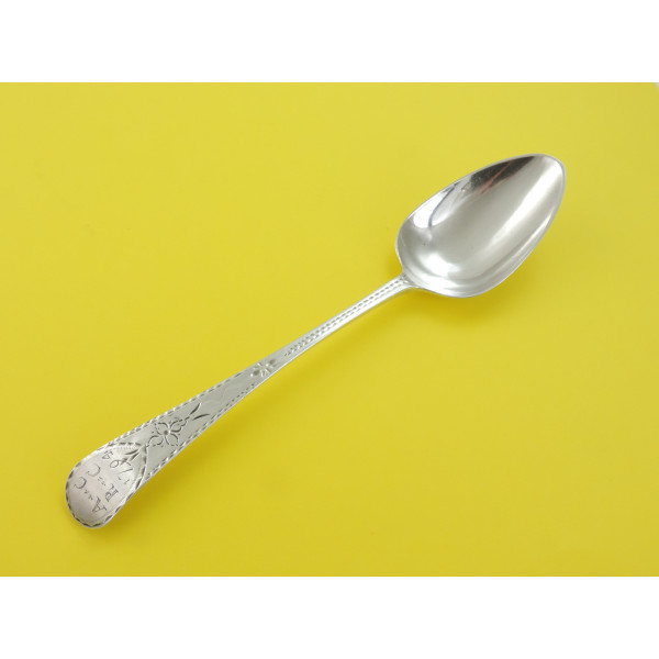 Exeter silver bright cut table spoon by Joseph Hicks 1794