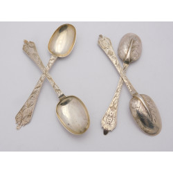 Flameback silver trefid teaspoons Philip Roker 1690