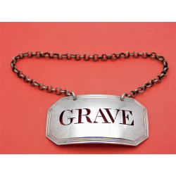 GRAVE silver wine label by Susanna Barker