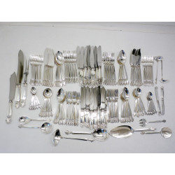 Georg Jensen Acanthus pattern 134 piece Sterling silver canteen of cutlery flatware