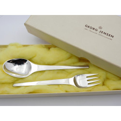 Georg Jensen Caravel pattern sterling christening set