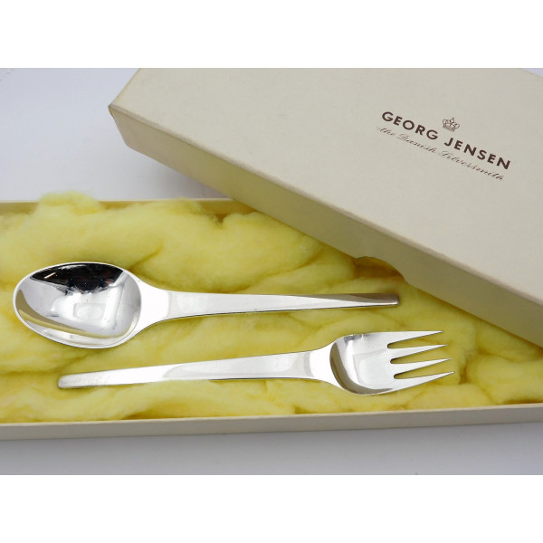 Georg Jensen Caravel pattern sterling christening set