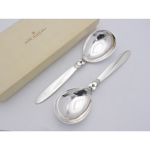 Georg Jensen Sterling Cactus pattern serving spoons