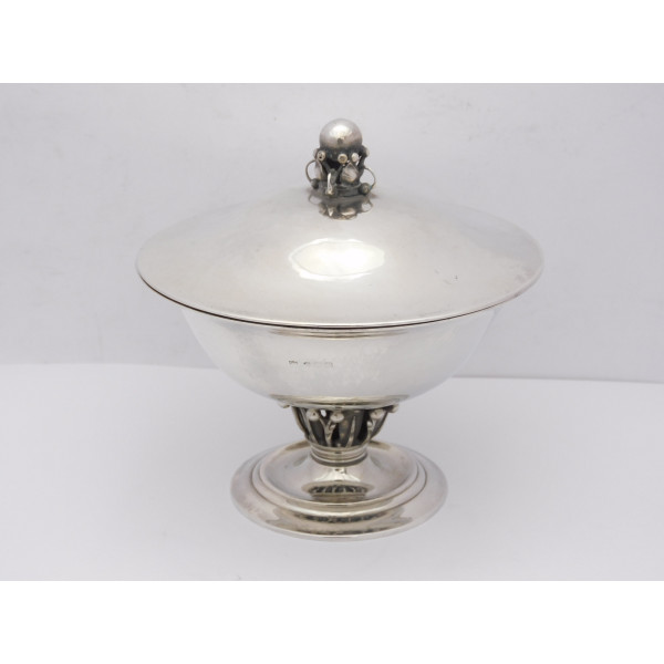 Georg Jensen sterling silver louvre bowl with lid