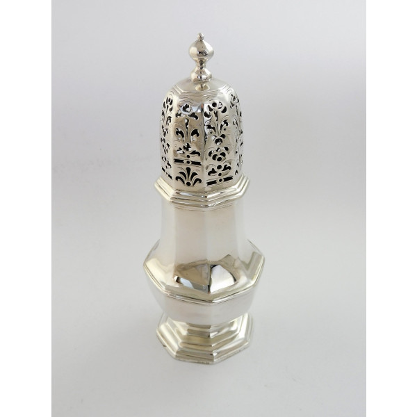 George I silver octagonal sugar caster London 1725 by Samuel Welder