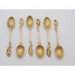 George II silver gilt Naturalistic teaspoons by Francis Harache