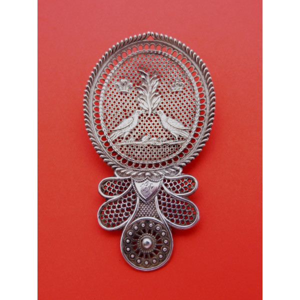 George IV coronation silver faux filigree caddy spoon CB