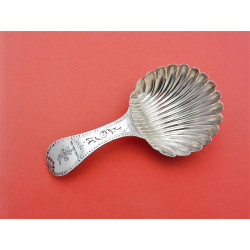 Georgian bright cut silver caddy spoon London 1785 by Thomas Liddiard