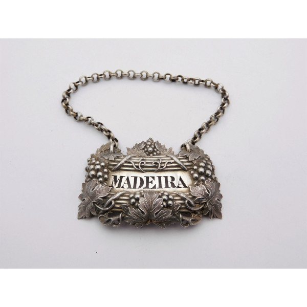 Georgian silver Madeira wine label bottle ticket by Emes Barnard