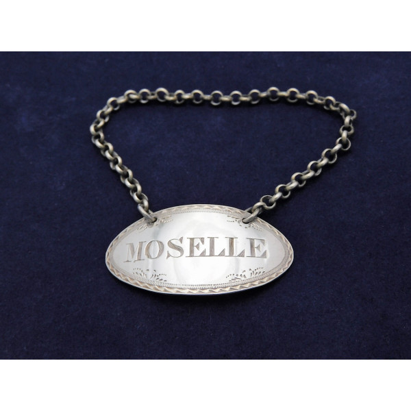 Georgian silver Moselle wine label London 1832 Reily Storer