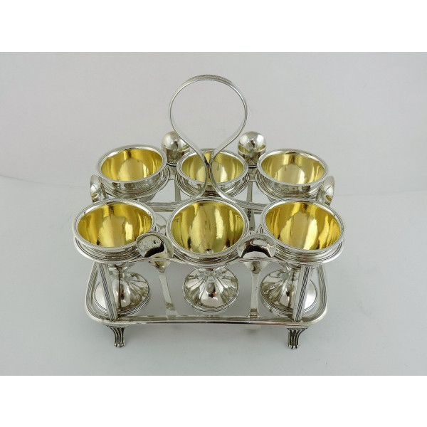 Georgian silver egg cruet stand by Batemans