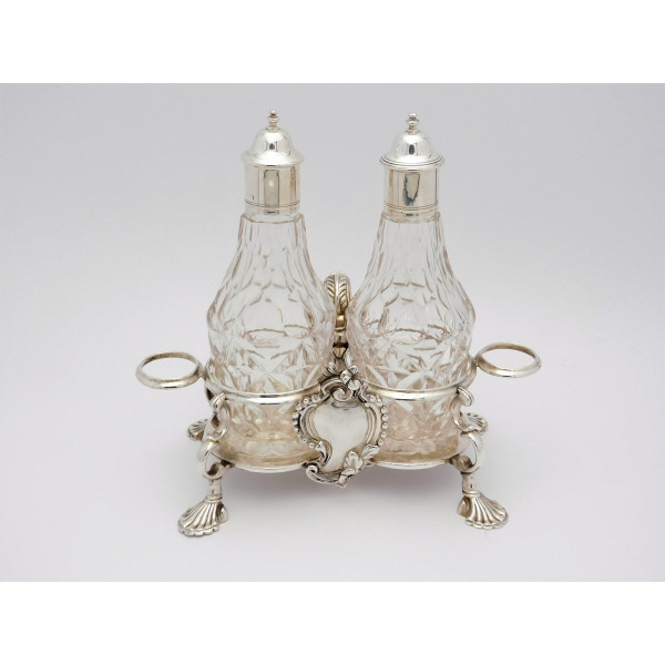 Georgian silver oil and vinegar frame London 1769 Daniell and Mince