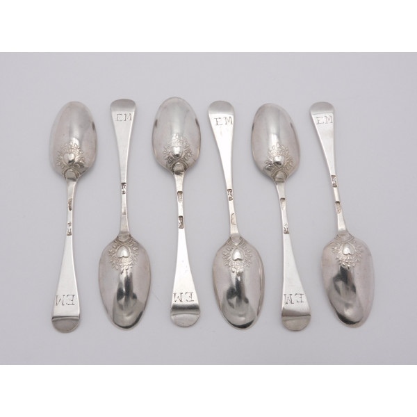 Georgian silver picture back teaspoons hearts of oak british
