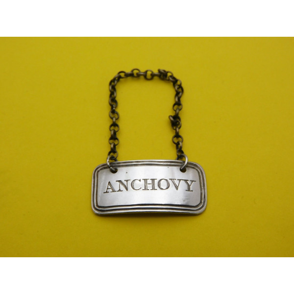 Georgian silver sauce label Anchovy 1823