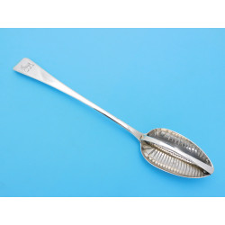 Georgian silver straining spoon London 1806 Crossley smith