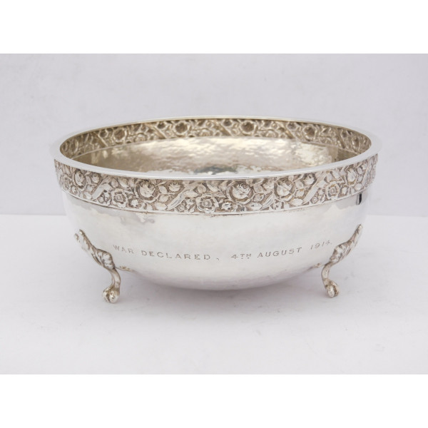 Great War Silver bowl by A E Jones Arts Crafts